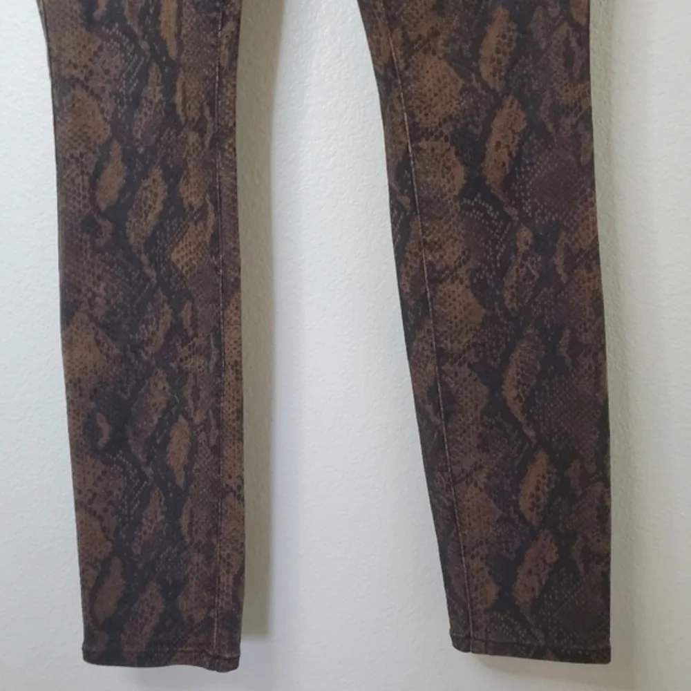 PAIGE Hoxton Ultra Skinny Snake Print Jeans in Coated Stretch‎ Denim
